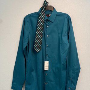 J. Ferrar JCPenny Button Up Teal with Tie
